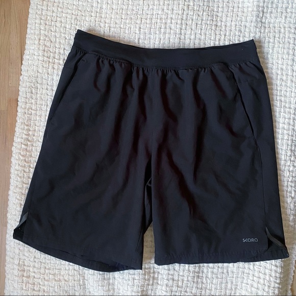 Skora black qwick-dry elastic waist lined athletic shorts sz L - Picture 6 of 6